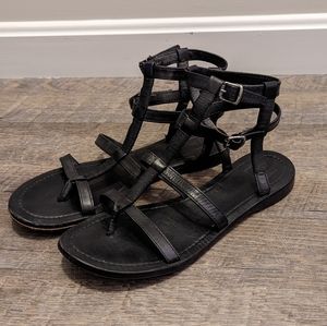 Frye Black Leather Gladiator Sandals | 9